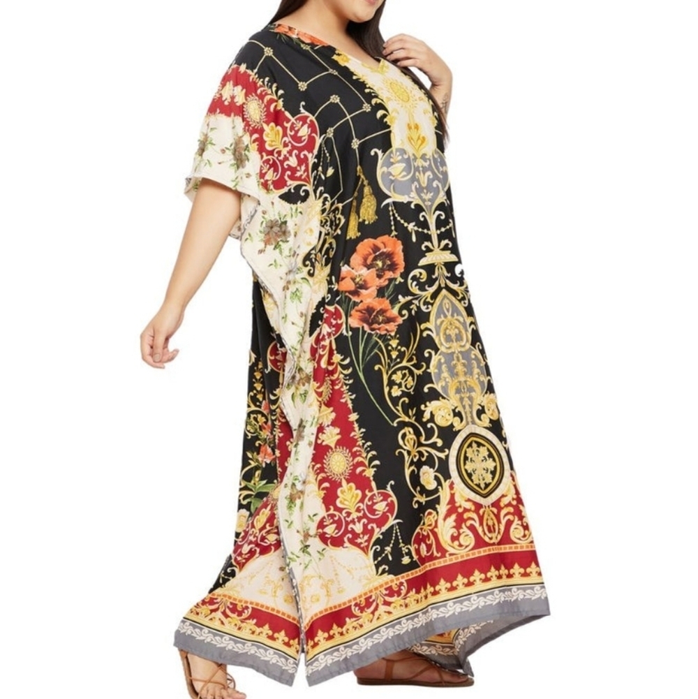Gypsy Blu Women's Floral Printed Kraftan Kimono Dress (One Size Fits All)